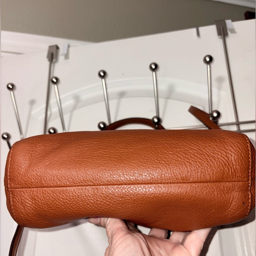 Coach Pebbled Leather Structured Satchel Crossbody Brown - Picture 4 of 12